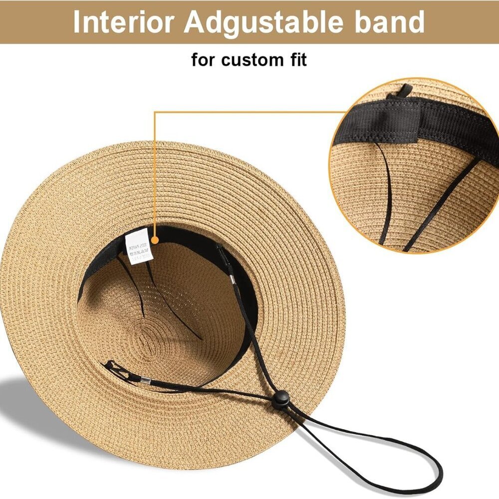 Beach Sun Hats for Women, Straw Hat for Women UPF 50+ UV Sun Protection Summer H - Picture 4 of 8